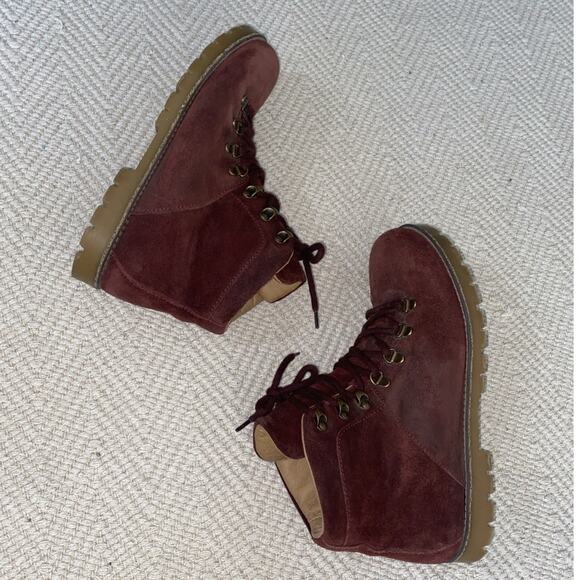 Birkenstock Jackson Hiker Boots EU 42 L Women US 11 Burgundy Oiled Suede Lace - Picture 6 of 9